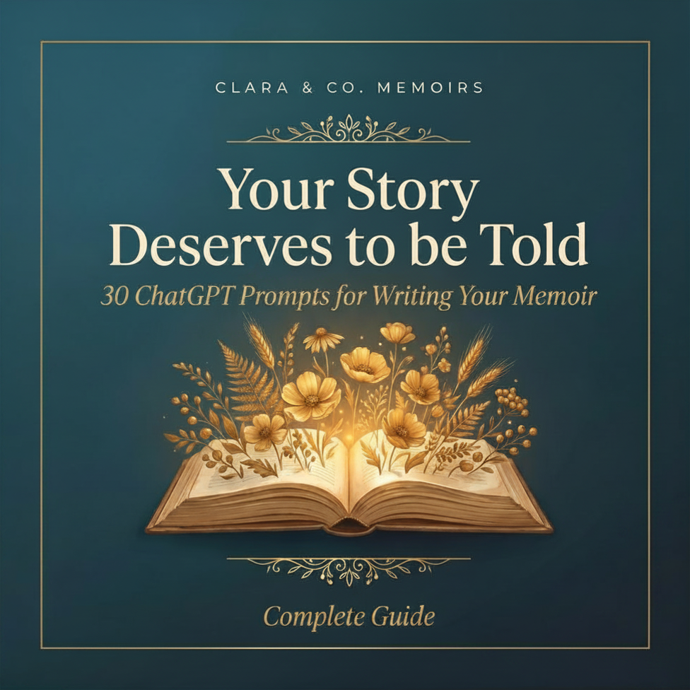 Your Story Deserves to be Told, 30 ChatGPT prompts for writing your memoir, the full guide cover